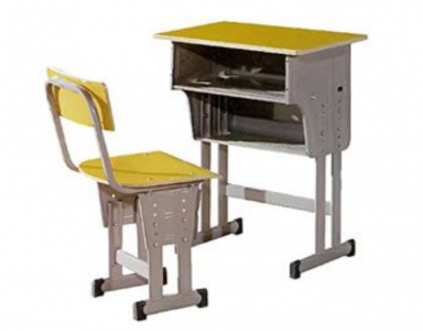 永固-L005 可调节双柱课桌椅
